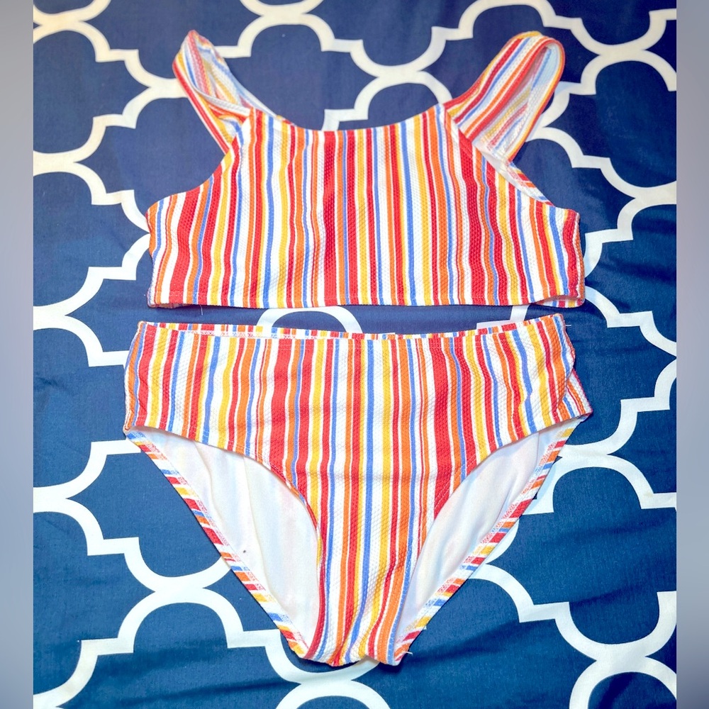 EUc girls Striped Two-piece Swimsuit xL